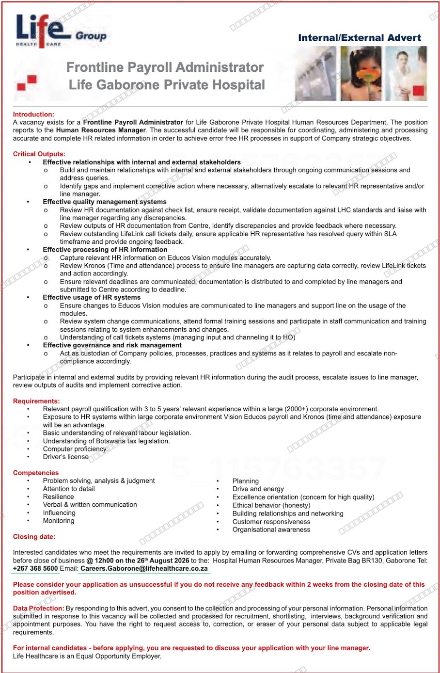 Original job advert — Jobs Botswana