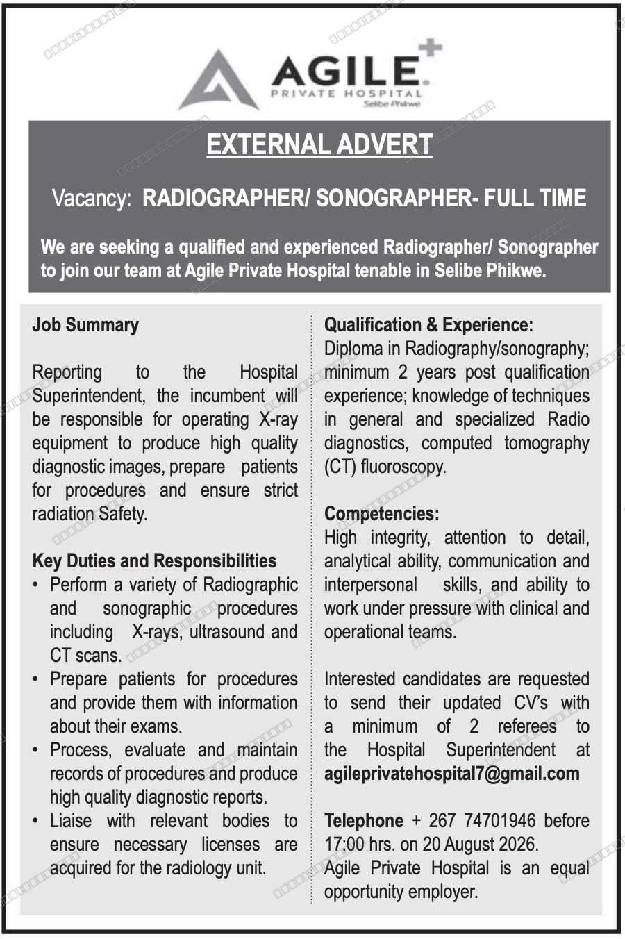 Original job advert — Jobs Botswana