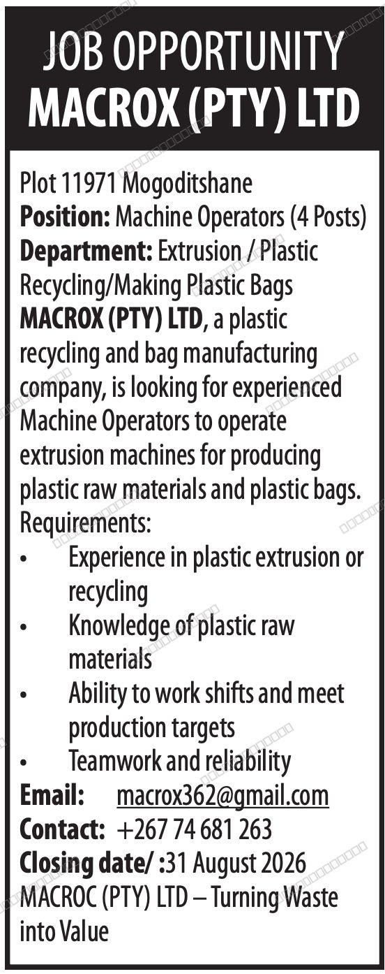 Original job advert — Jobs Botswana