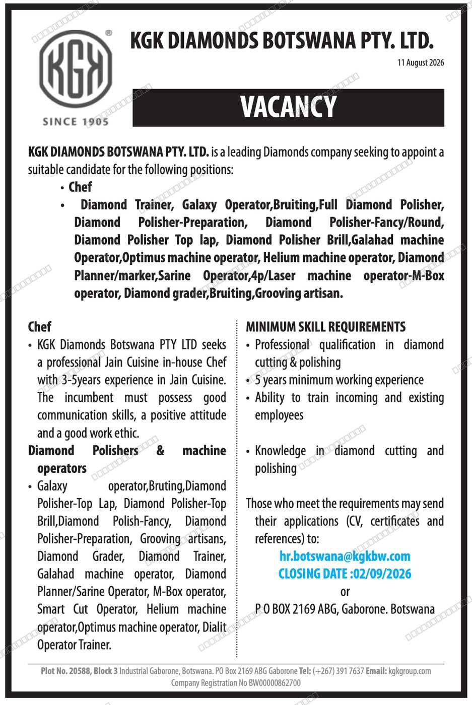 Original job advert — Jobs Botswana