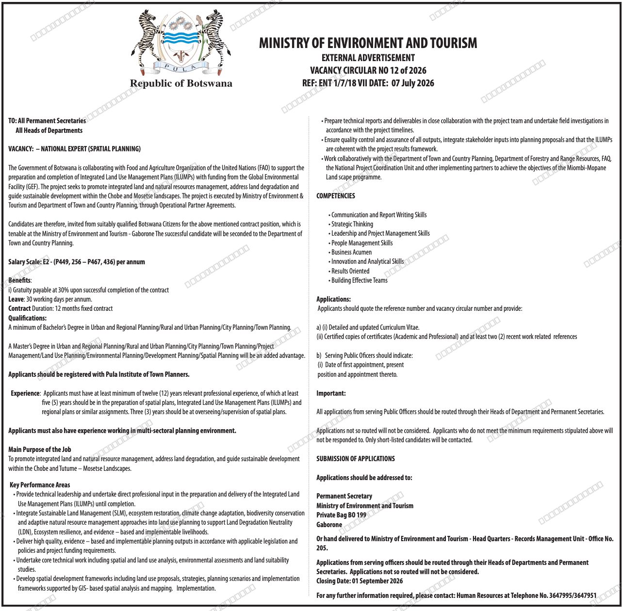 Original job advert — Jobs Botswana