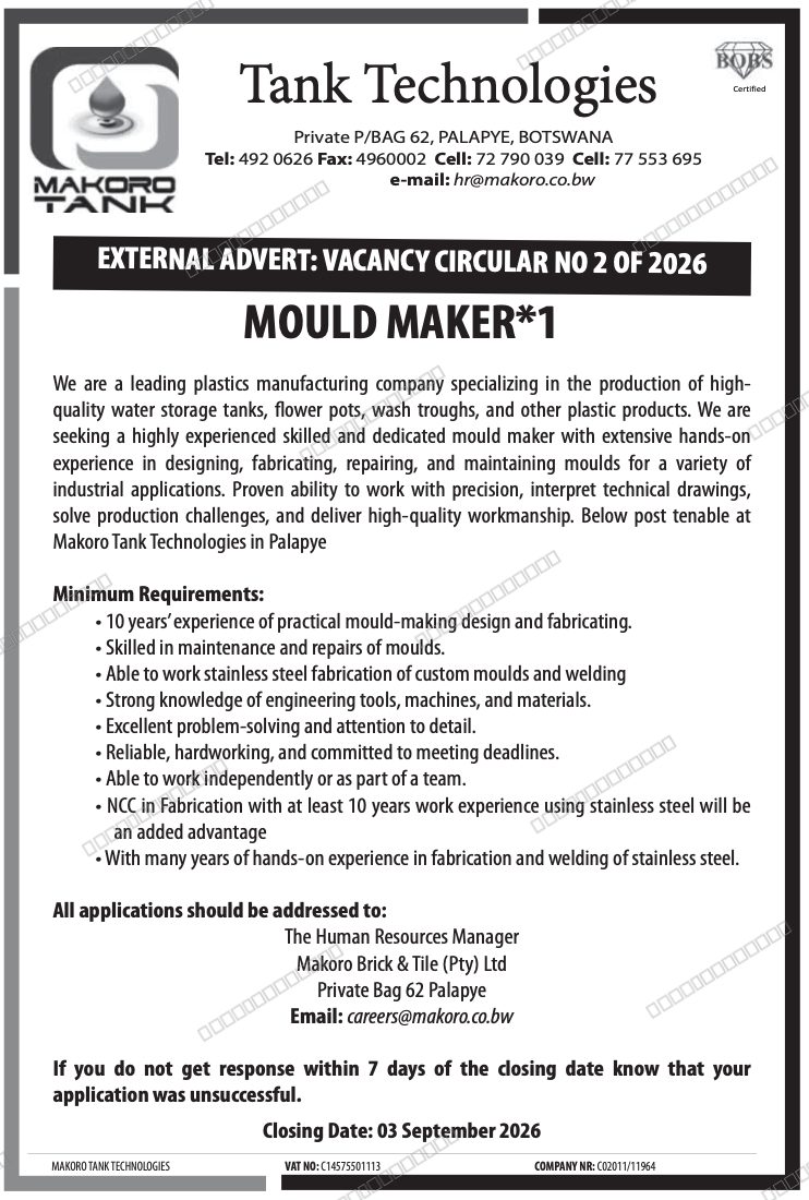 Original job advert — Jobs Botswana