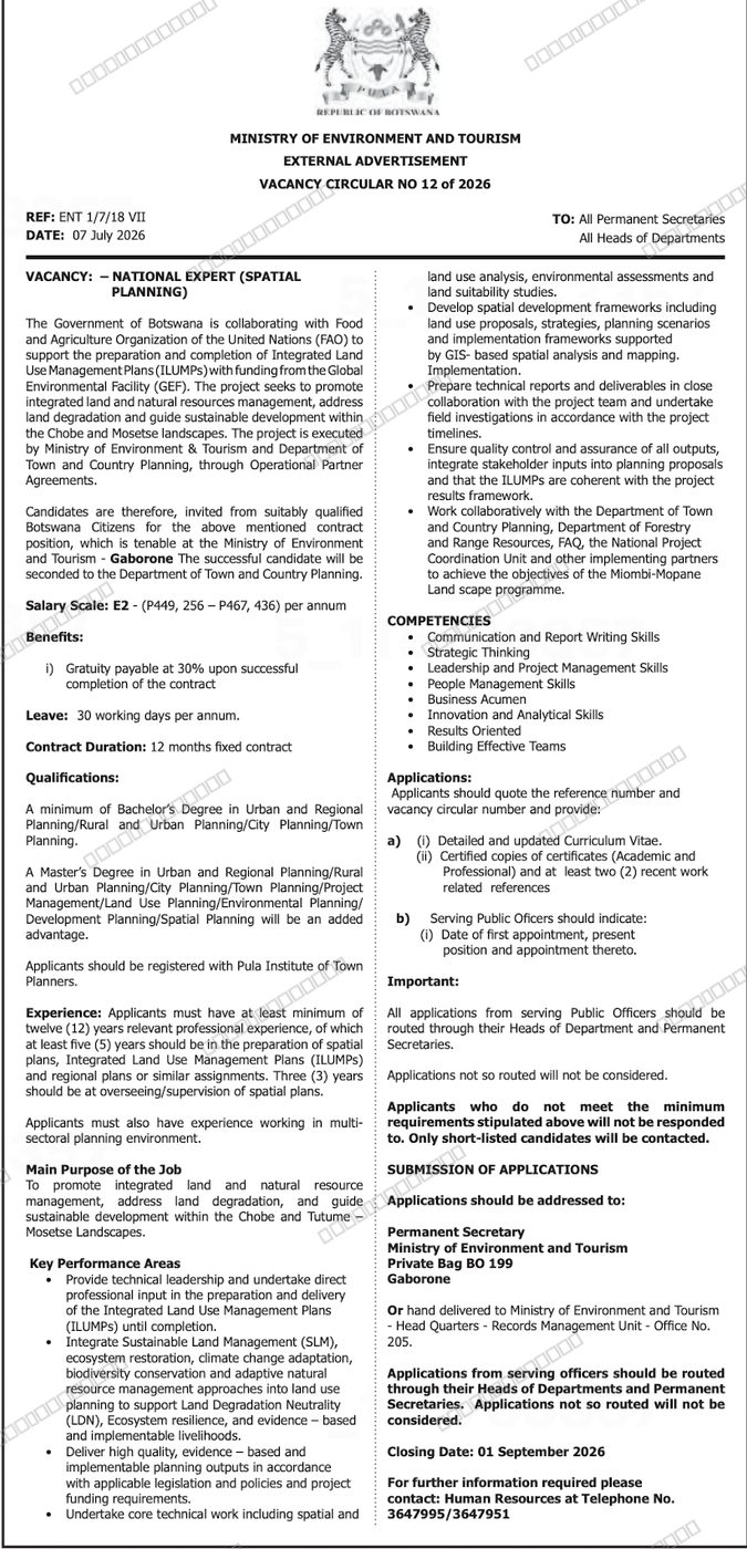 Original job advert — Jobs Botswana