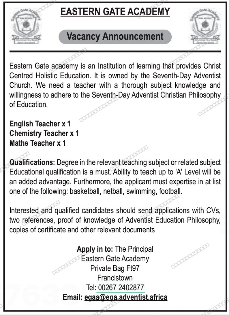 Original job advert — Jobs Botswana