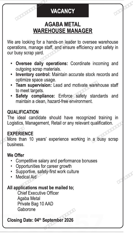 Original job advert — Jobs Botswana