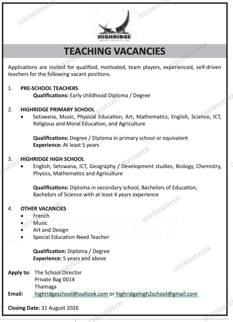 Original job advert — Jobs Botswana