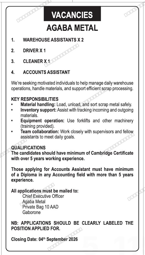 Original job advert — Jobs Botswana