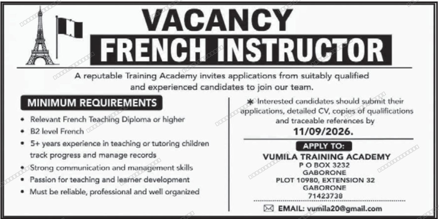 Original job advert — Jobs Botswana