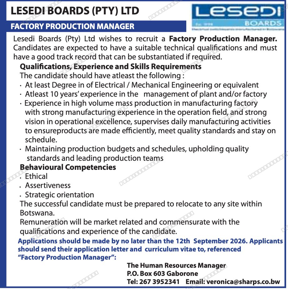 Original job advert — Jobs Botswana