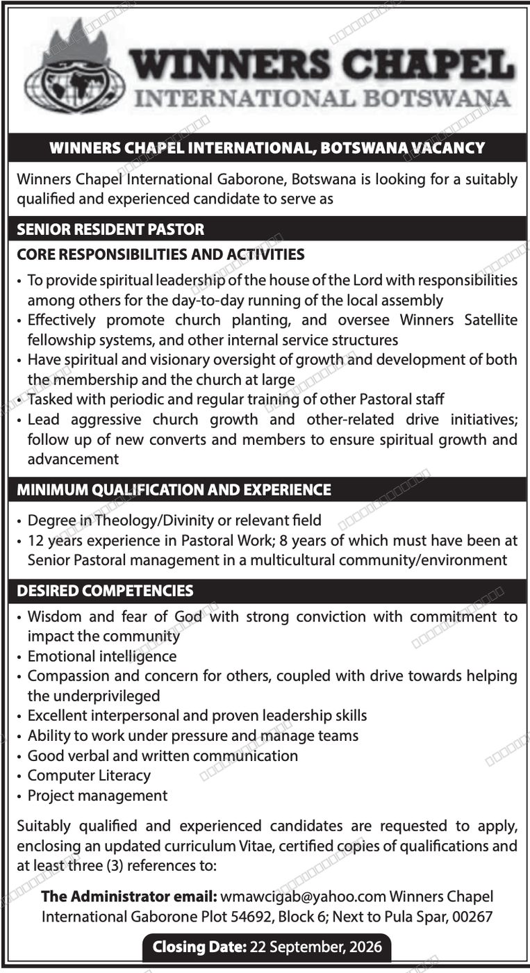 Original job advert — Jobs Botswana