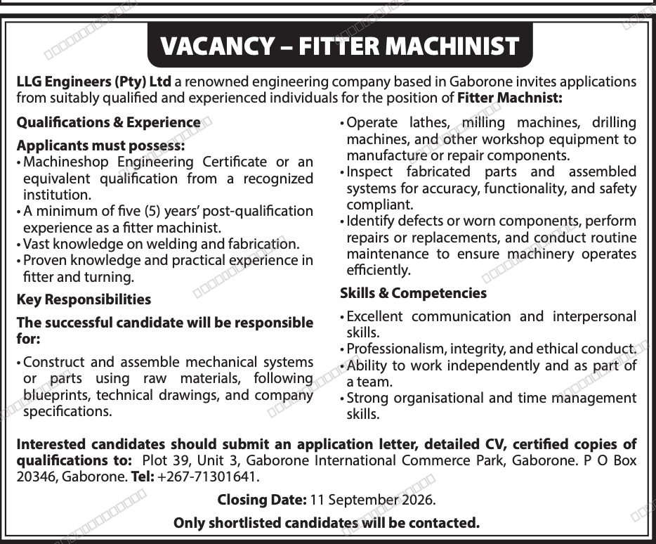 Original job advert — Jobs Botswana