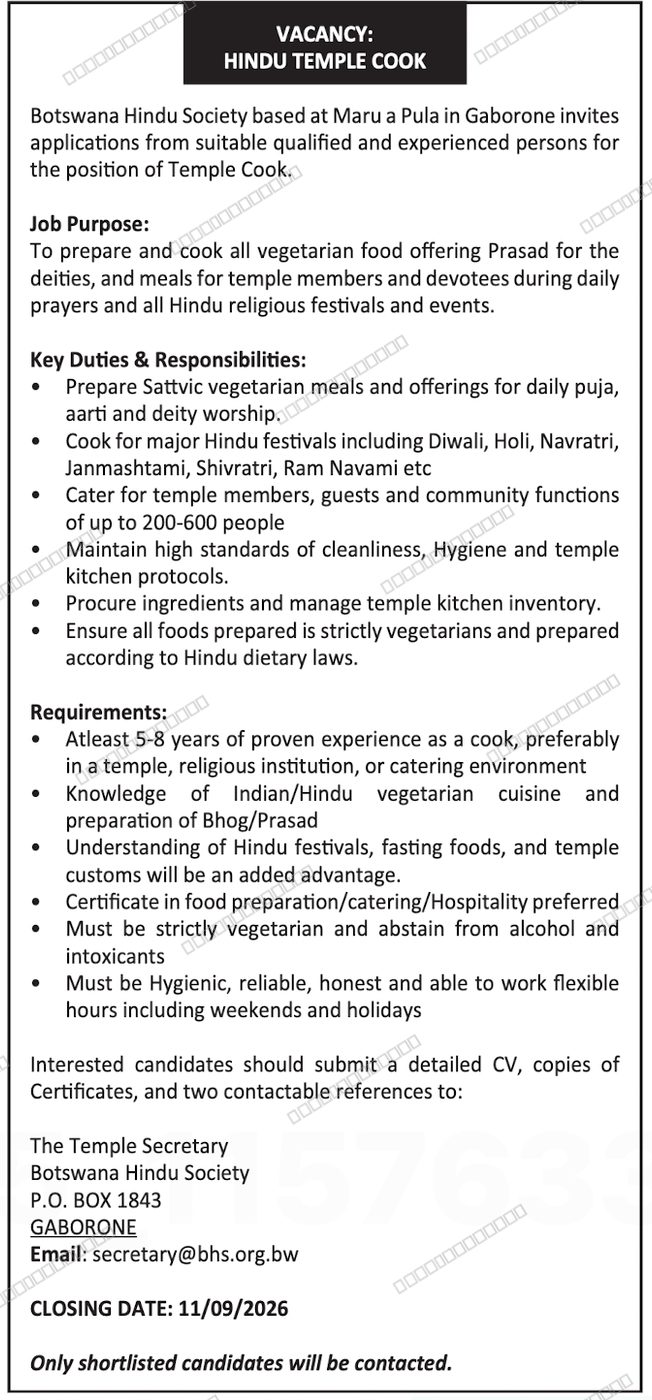 Original job advert — Jobs Botswana