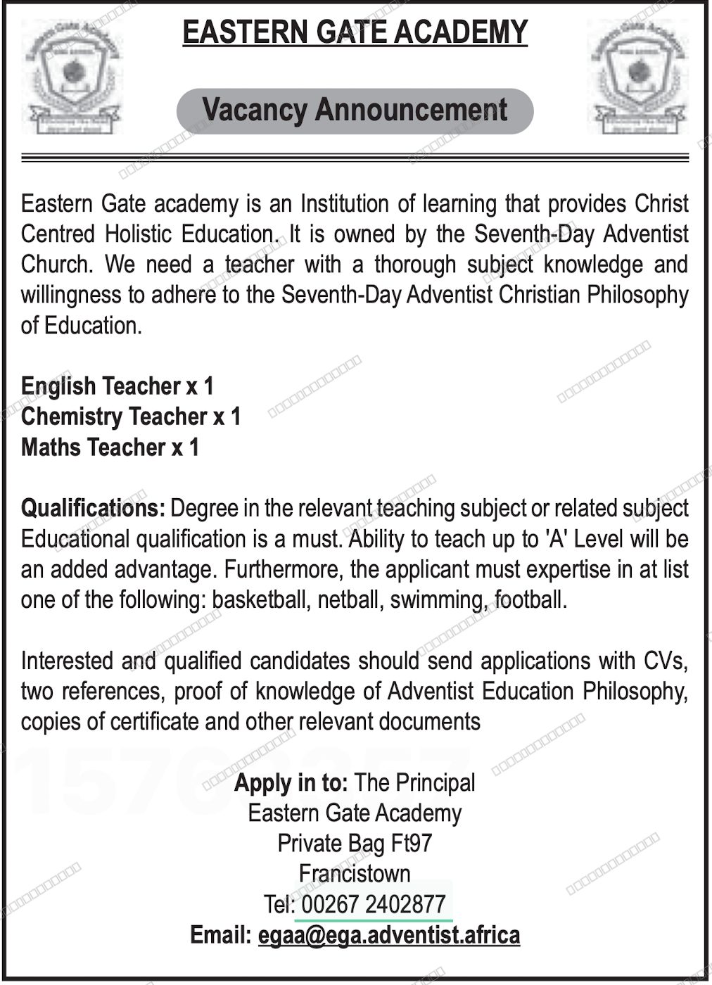 Original job advert — Jobs Botswana