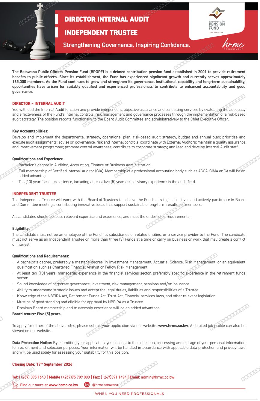 Original job advert — Jobs Botswana