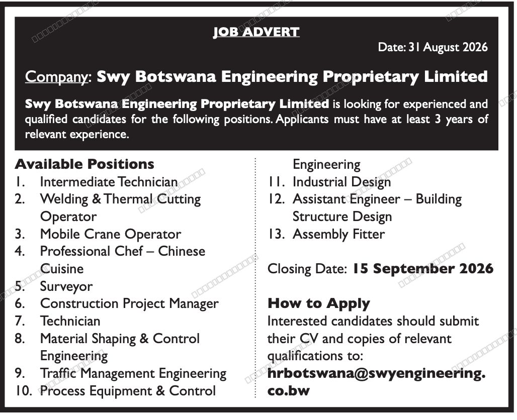 Original job advert — Jobs Botswana