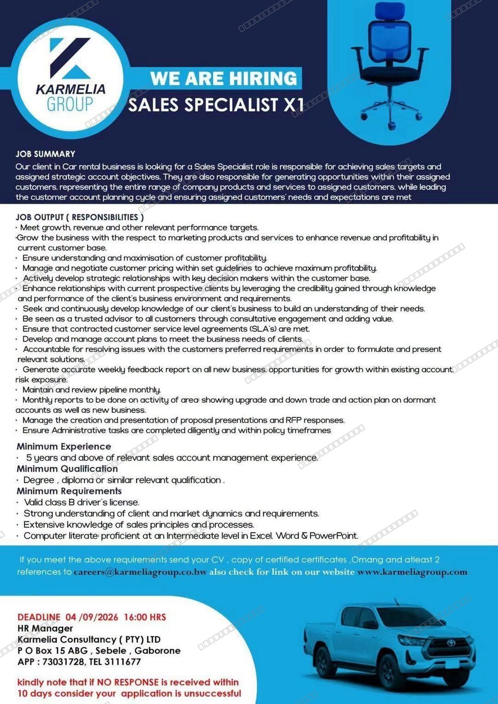 Original job advert — Jobs Botswana