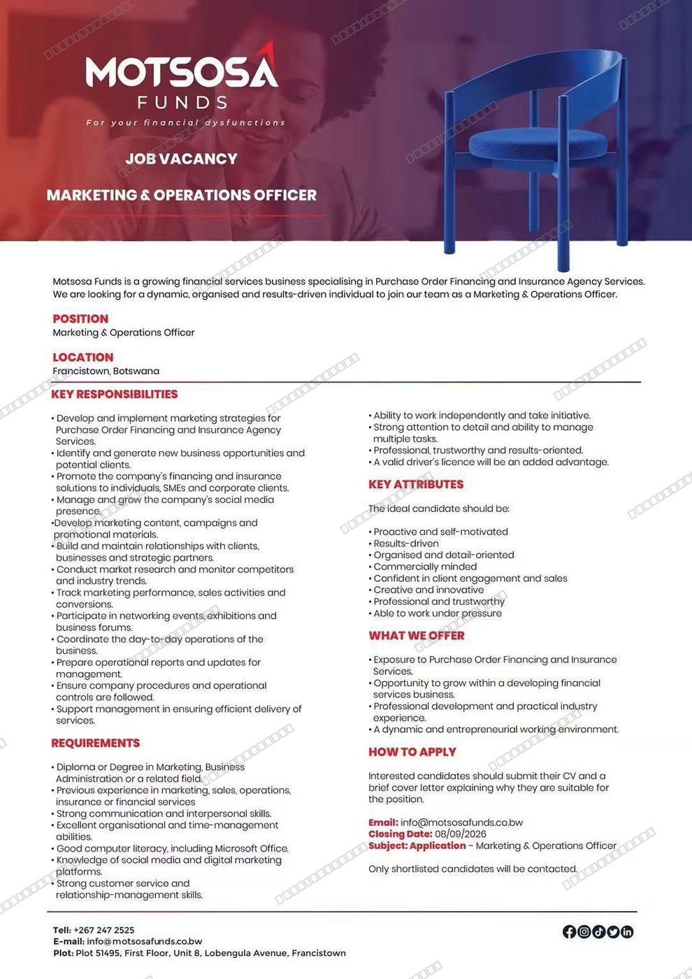 Original job advert — Jobs Botswana