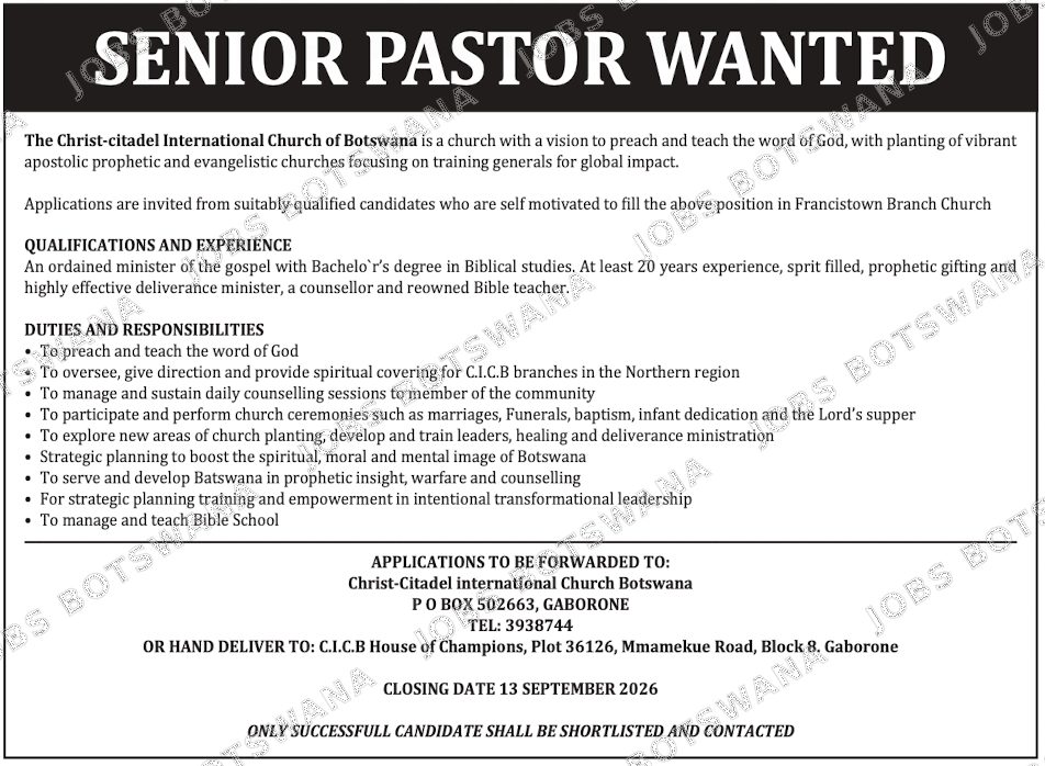 Original job advert — Jobs Botswana