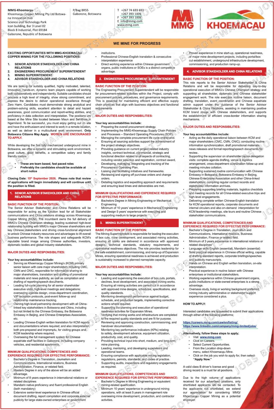 Original job advert — Jobs Botswana