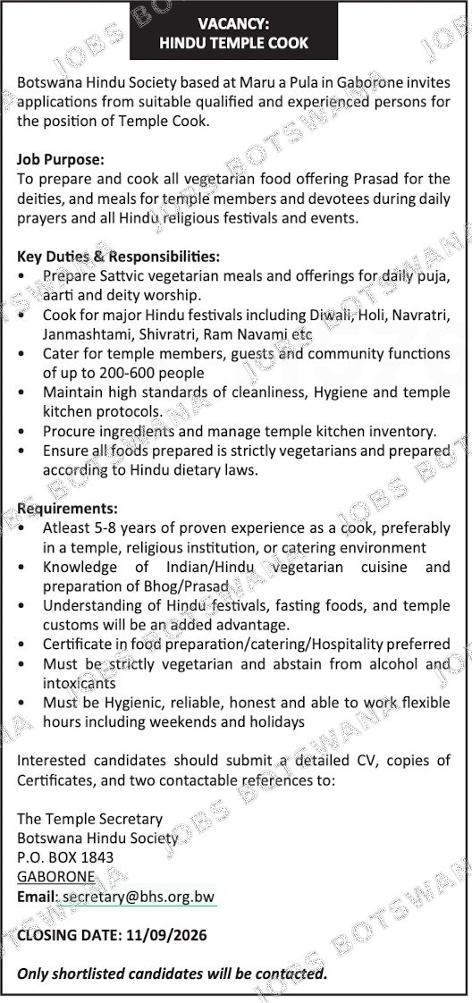 Original job advert — Jobs Botswana