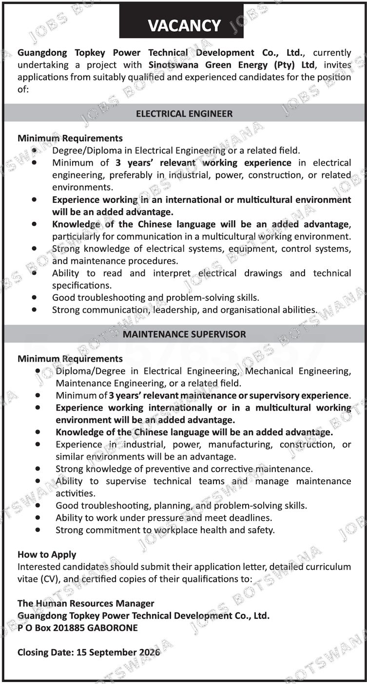 Original job advert — Jobs Botswana