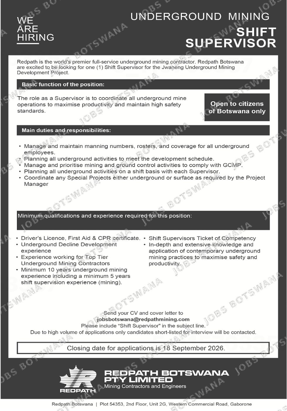 Original job advert — Jobs Botswana