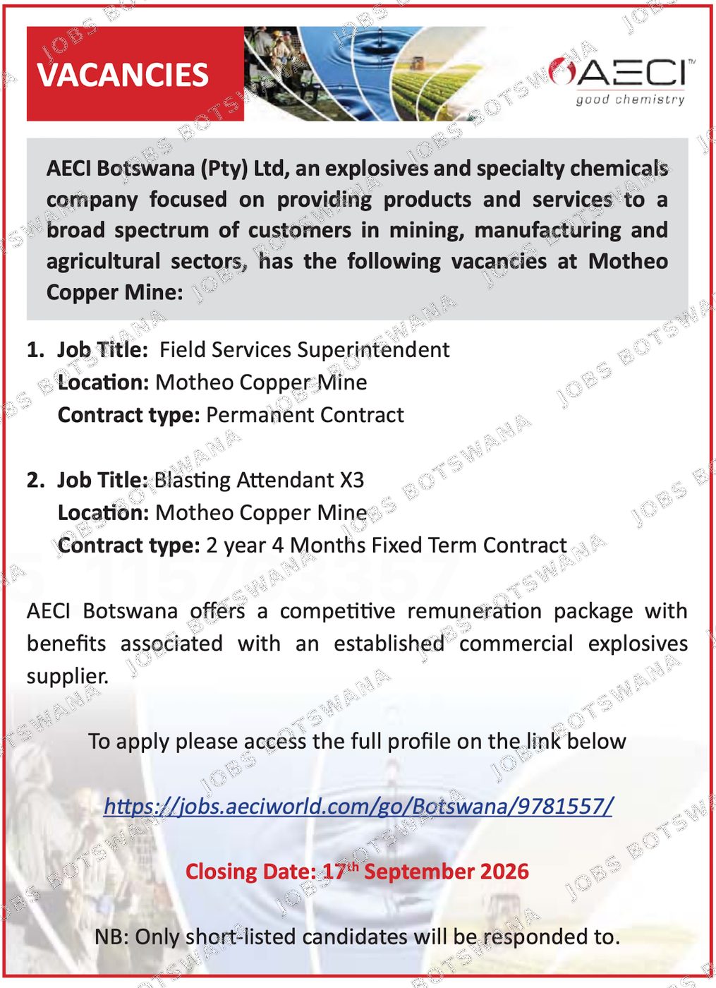 Original job advert — Jobs Botswana