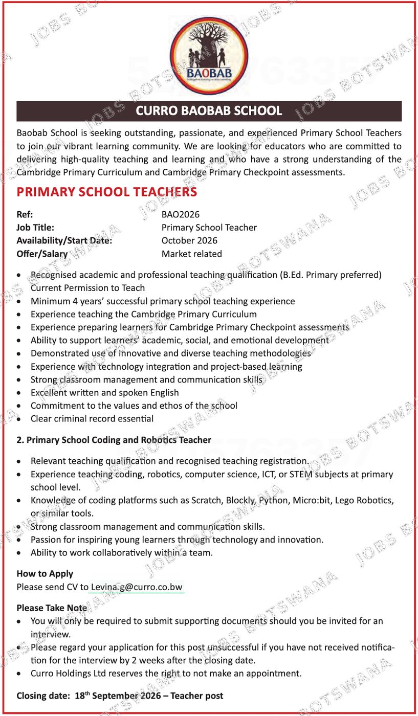 Original job advert — Jobs Botswana