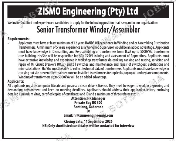Original job advert — Jobs Botswana