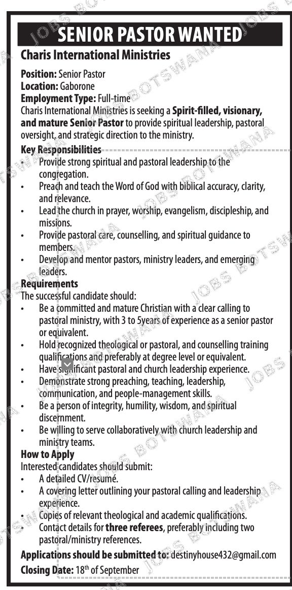 Original job advert — Jobs Botswana