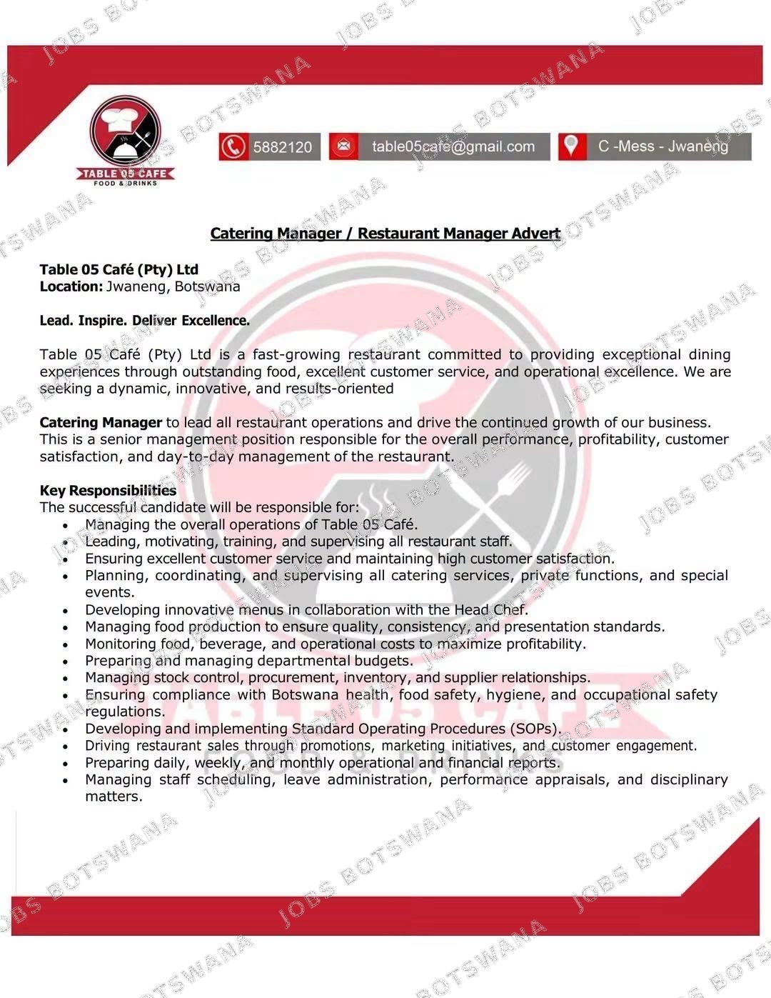 Original job advert — Jobs Botswana
