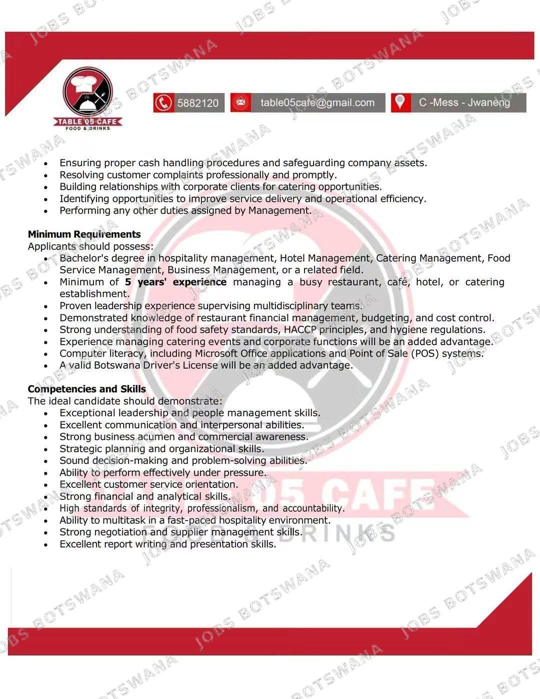 Original job advert — Jobs Botswana