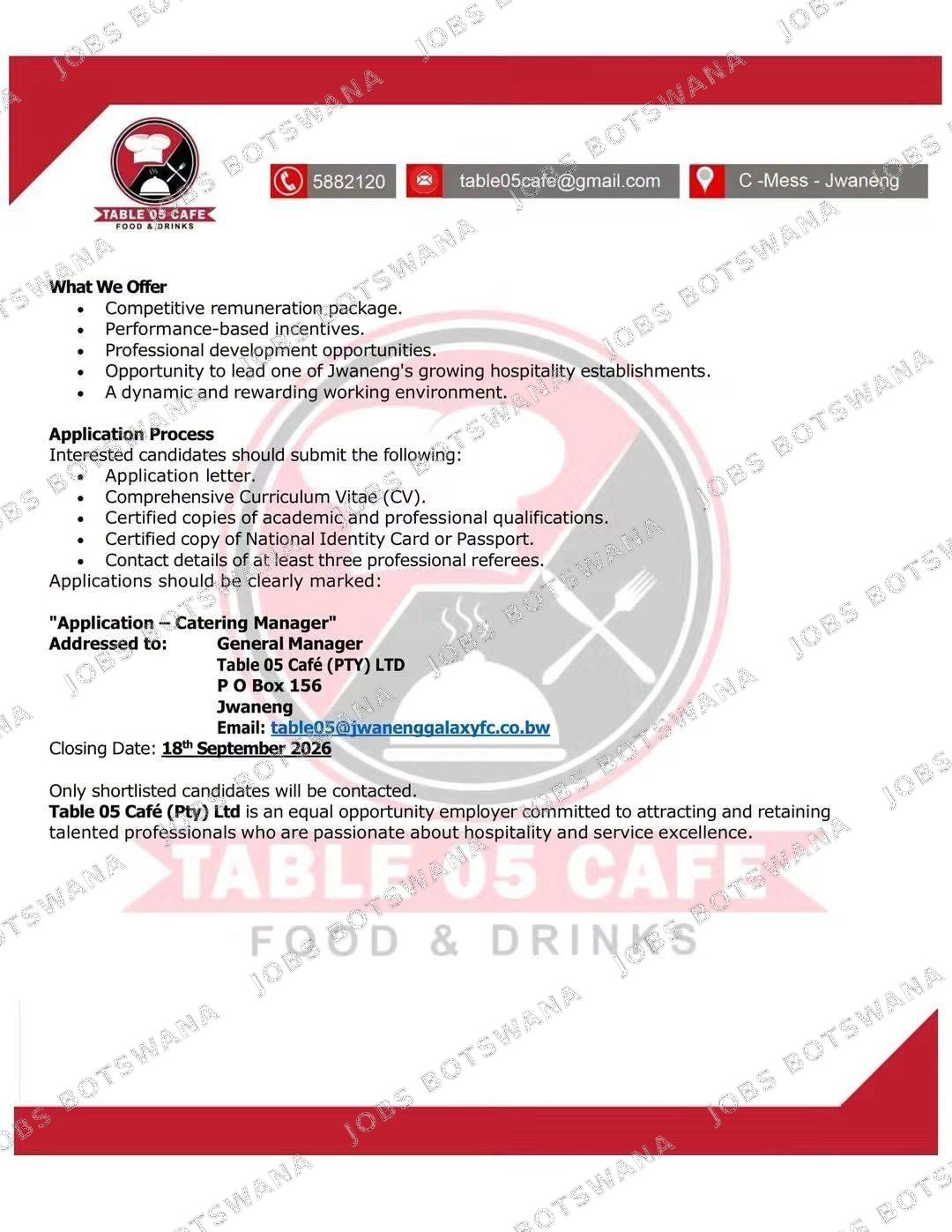 Original job advert — Jobs Botswana
