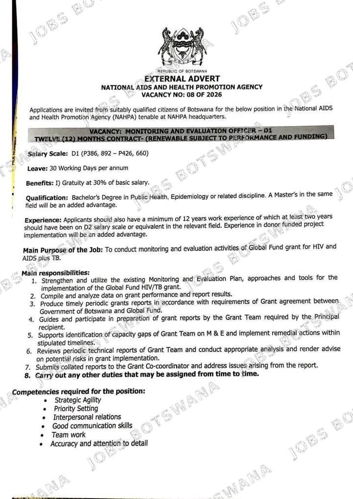 Original job advert — Jobs Botswana