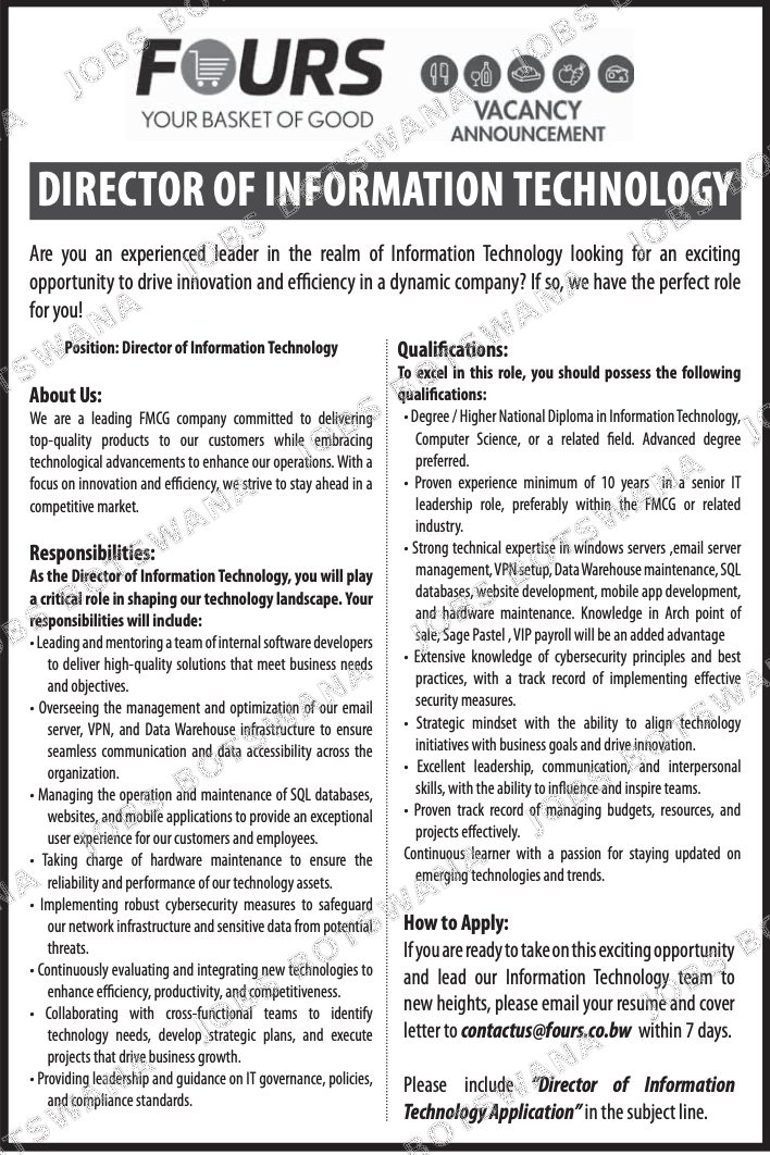 Original job advert — Jobs Botswana