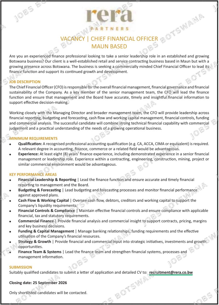 Original job advert — Jobs Botswana