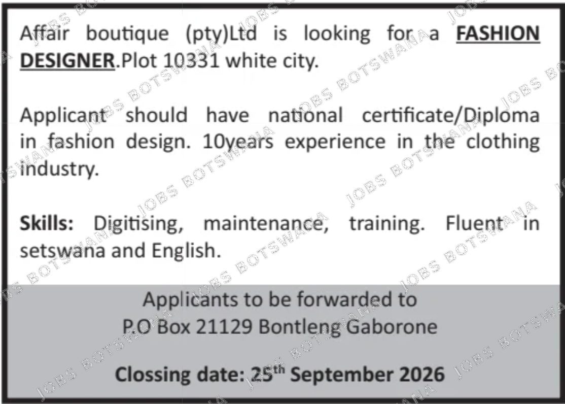 Original job advert — Jobs Botswana
