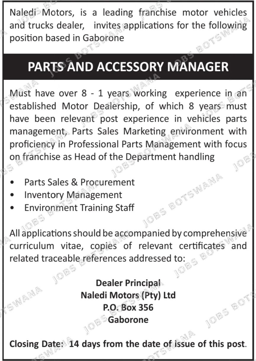 Original job advert — Jobs Botswana