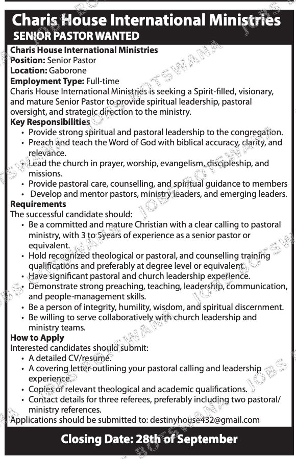 Original job advert — Jobs Botswana