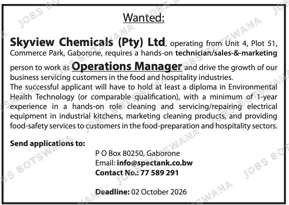 Original job advert — Jobs Botswana