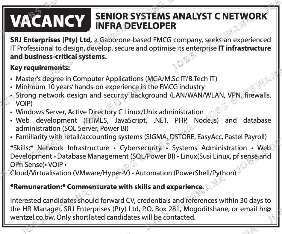 Original job advert — Jobs Botswana