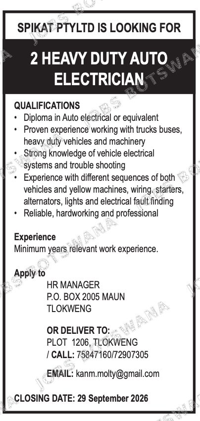 Original job advert — Jobs Botswana