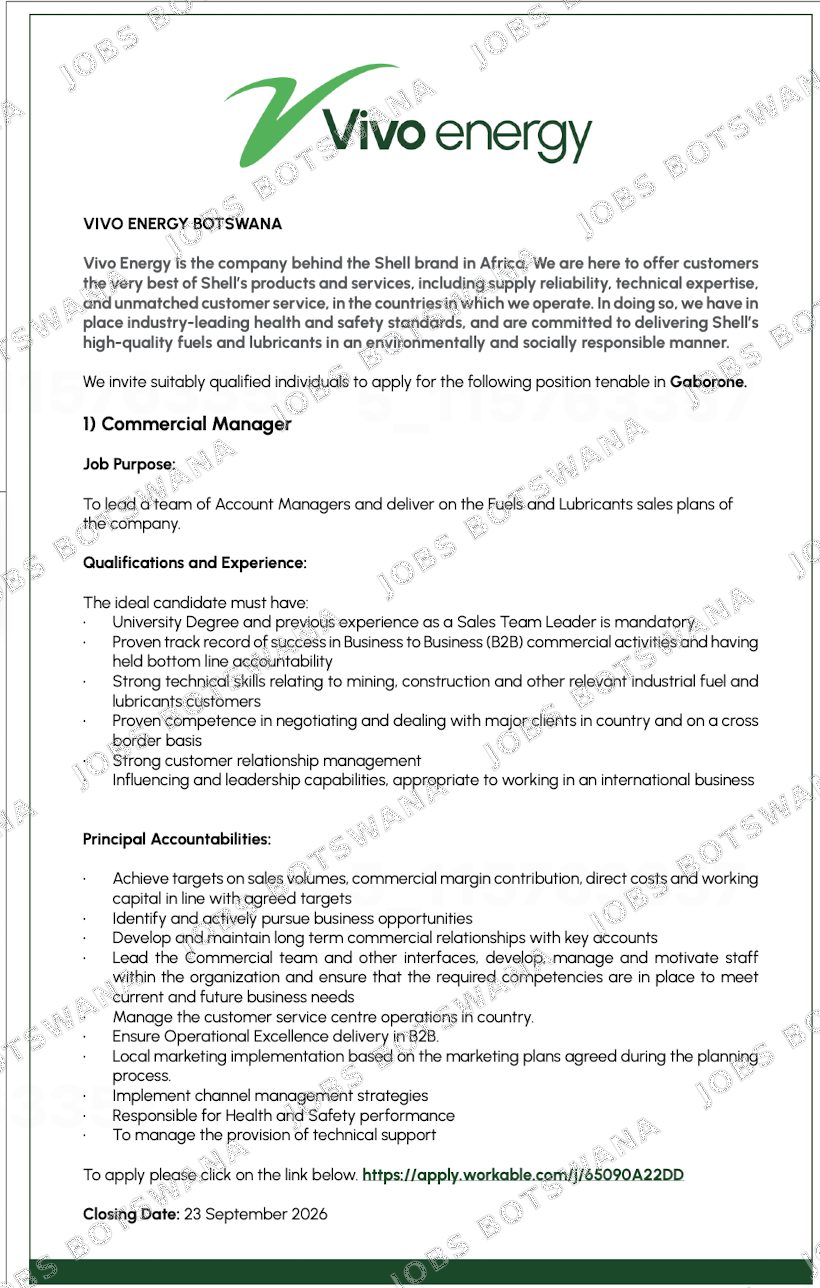 Original job advert — Jobs Botswana