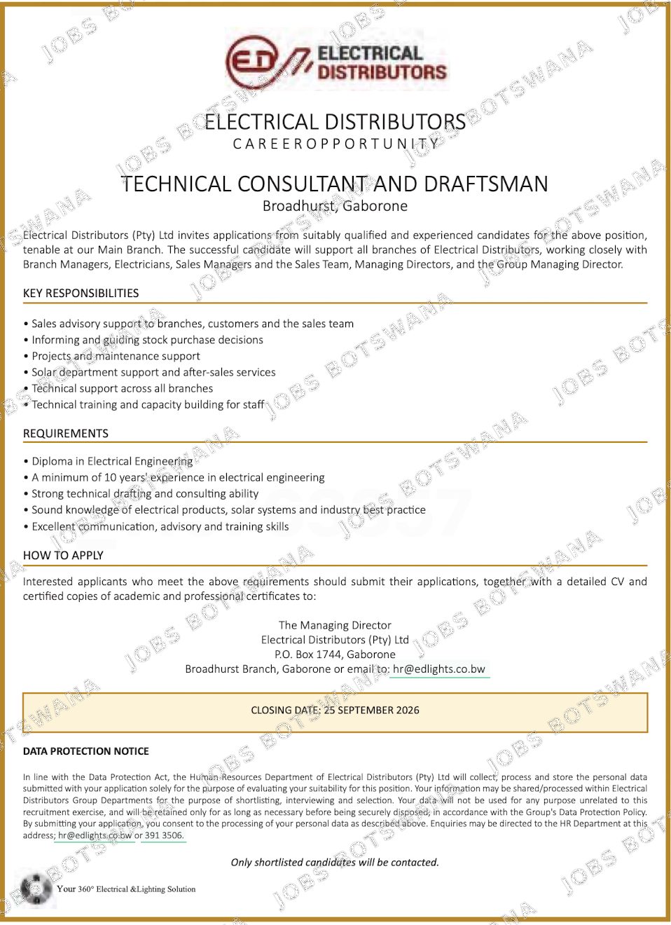 Original job advert — Jobs Botswana