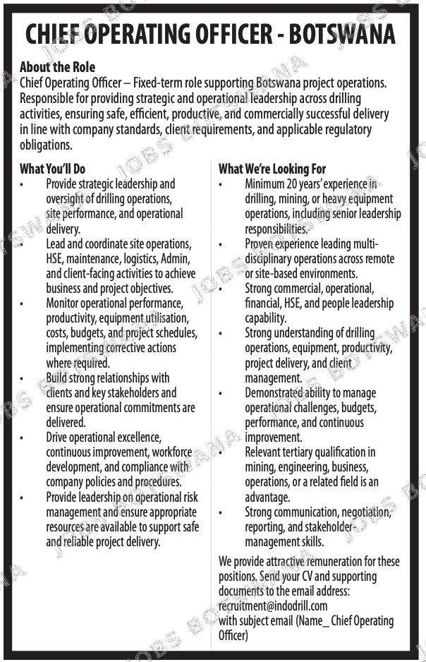 Original job advert — Jobs Botswana