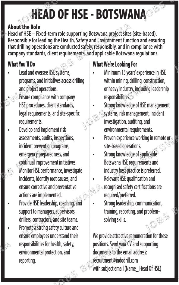 Original job advert — Jobs Botswana