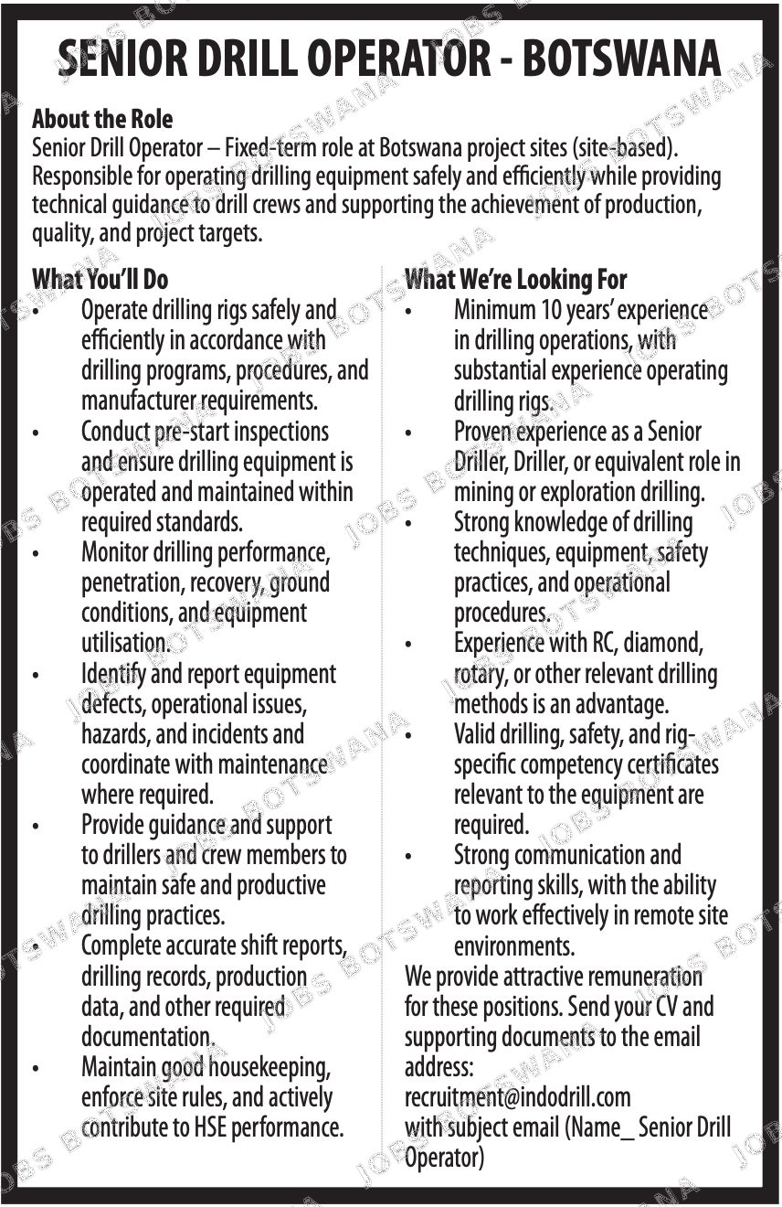 Original job advert — Jobs Botswana