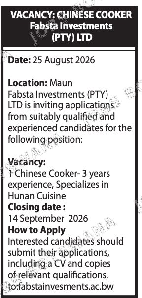 Original job advert — Jobs Botswana