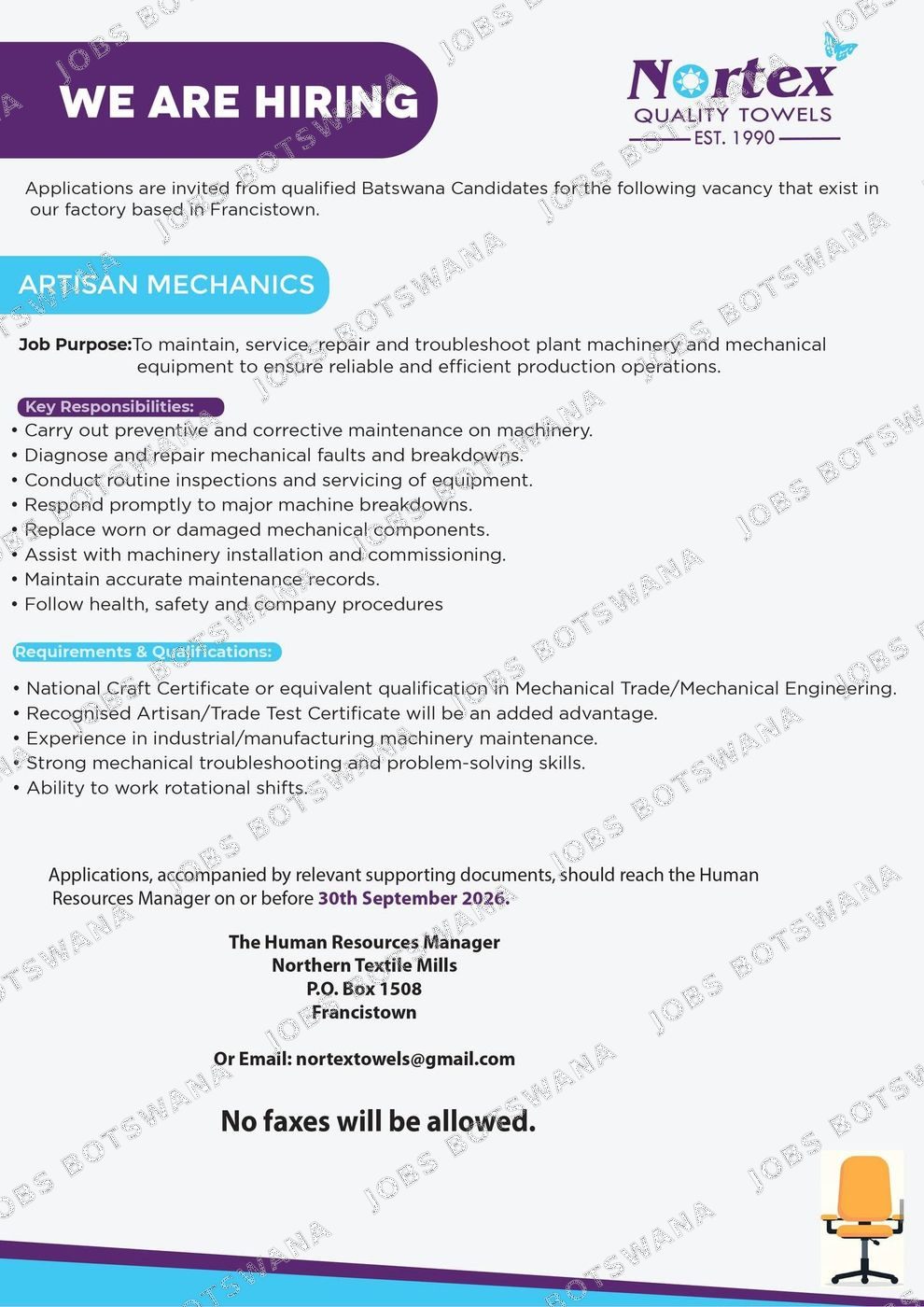 Original job advert — Jobs Botswana