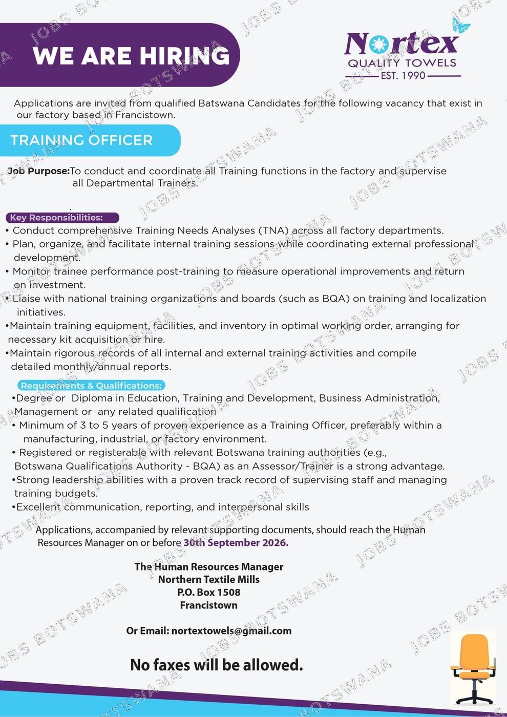 Original job advert — Jobs Botswana